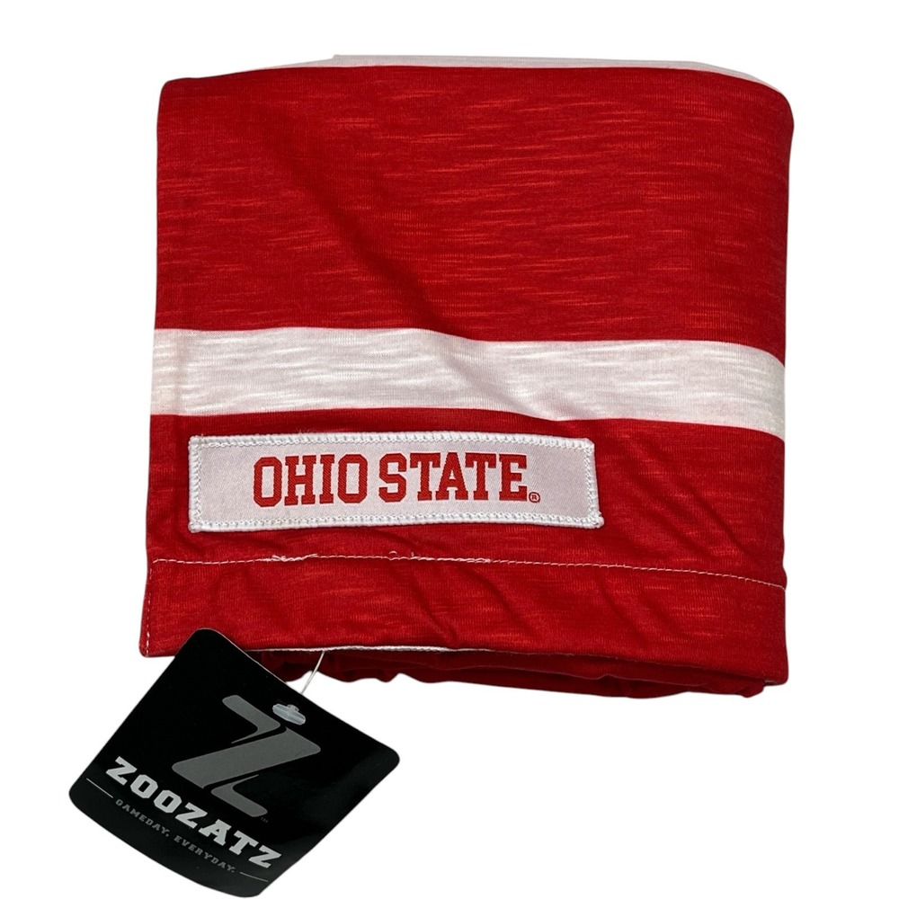 Zoozatz OSU Buckeye Ohio State‎ Scarf Wrap Red Jersey Knit Snap Close Sport